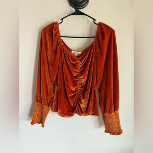 Amber Skies Rust Velvet Boho Top
